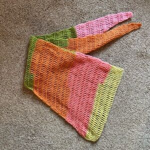 Handmade Multicolor Crochet Triangle Scarf Shawl
